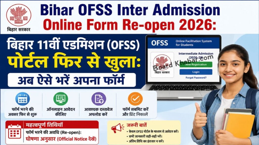 Bihar OFSS Inter Admission Online Form Re-open 2026