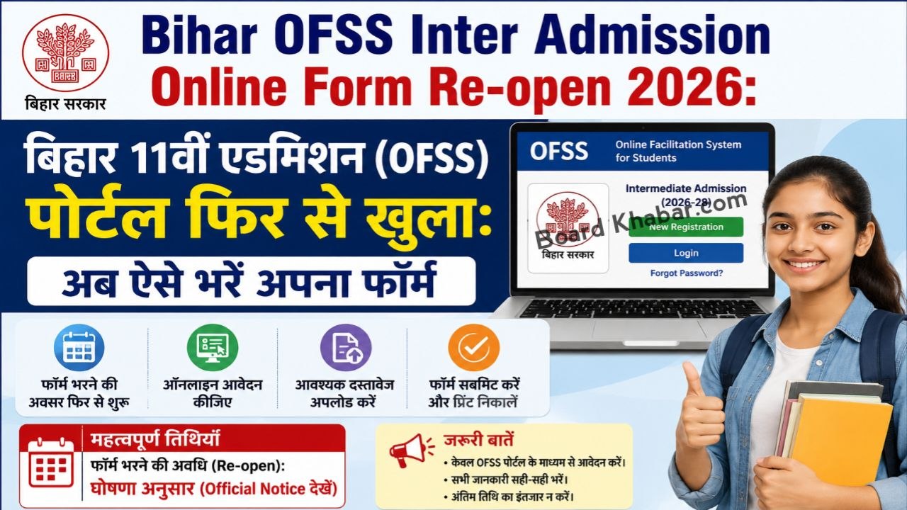 Bihar OFSS Inter Admission Online Form Re-open 2026