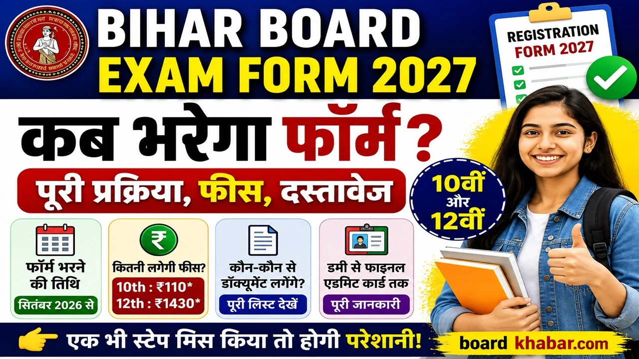 Read more about the article Bihar Board 10th 12th Exam Form 2027: कब भरेगा फॉर्म, फीस, जरूरी दस्तावेज और पूरी प्रक्रिया
