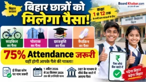 Read more about the article Bihar Cycle, Poshaak, Scholarship & Napkin Yojana 2026: 75% Attendance पर मिलेगा पैसा, जानें पूरी जानकारी