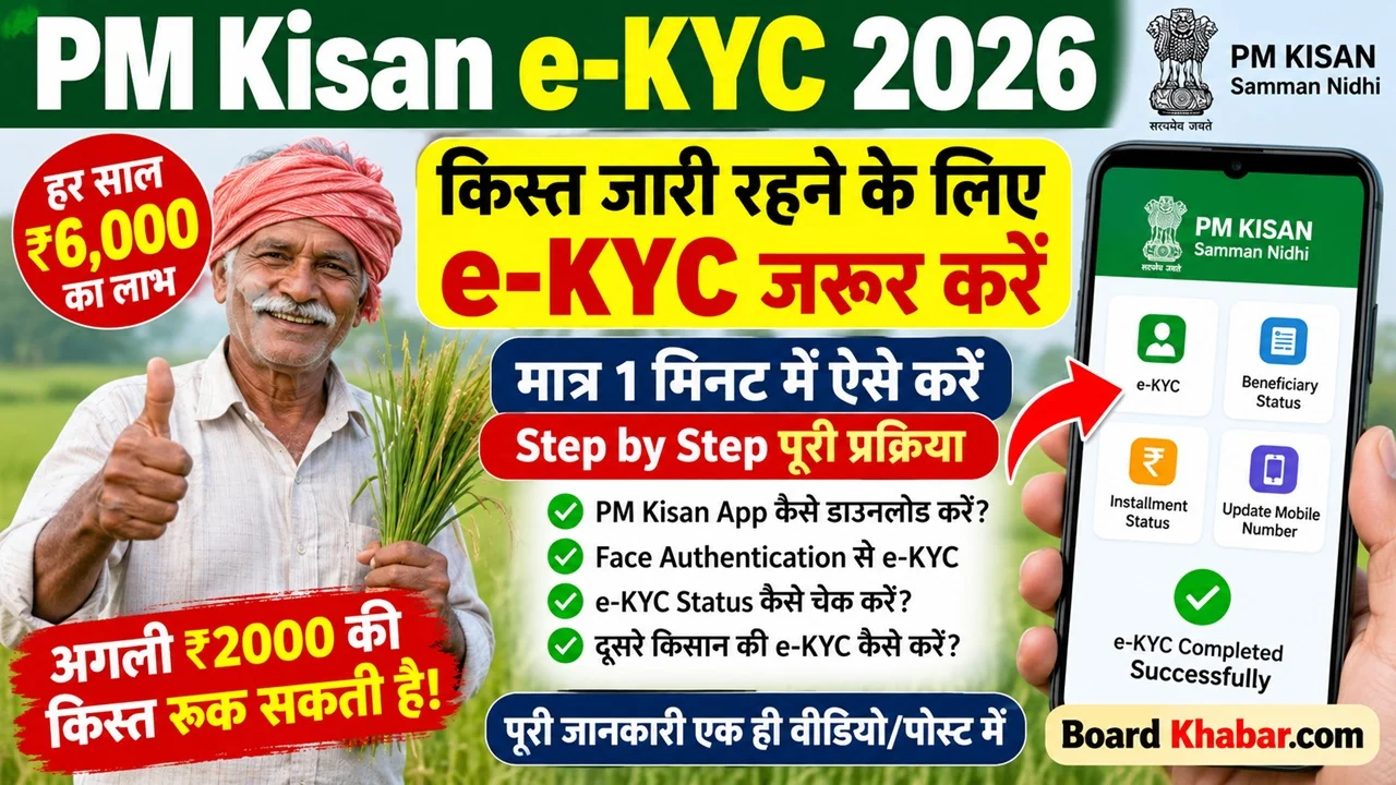 Read more about the article PM Kisan Face E-KYC Kaise Kare Mobile Se 2026: Face Authentication से ऐसे करें KYC, Status भी चेक करें